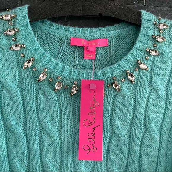 LILLY PULITZER Crystal Embellished LS Full Fashion Knit DARIO PULLOVER SWEATER - Picture 9 of 11